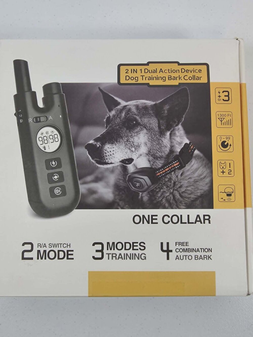 DOG TRAINING BARK COLLARS WITH REMOTE BYVCAS DUAL ACTION USED ONCE